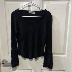 Able Black Fitted Bell Sleeve Blouse
